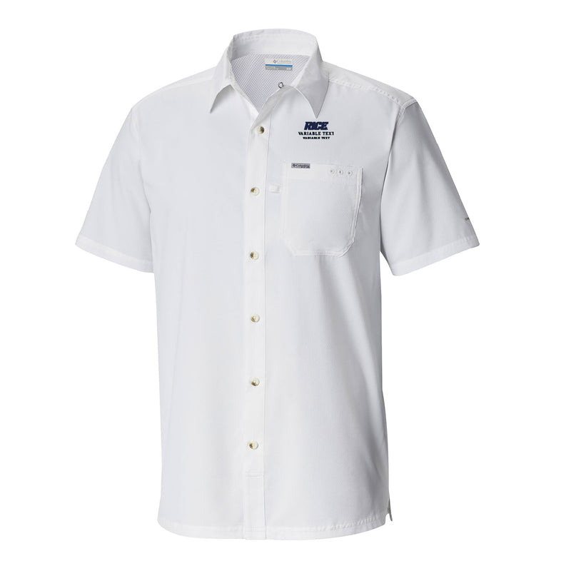 Men's Slack Tide Camp Shirt - White - Embroidery Text Drop
