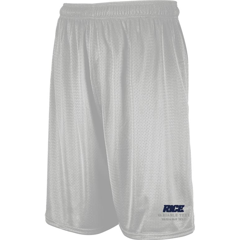 Russell DRI-POWER 9 inch Mesh Shorts - Grid Iron Silver - Embroidery Text Drop