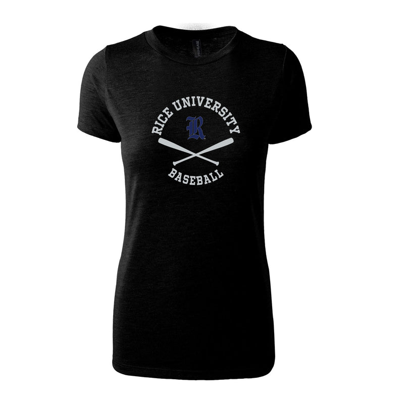 Women's Triblend T-Shirt - Black - Rice BASEBALL