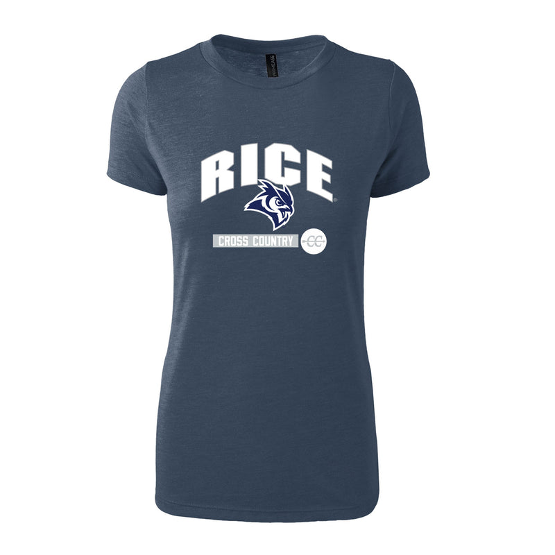 Women's Triblend T-Shirt - Navy Heather - Rice CROSS COUNTRY